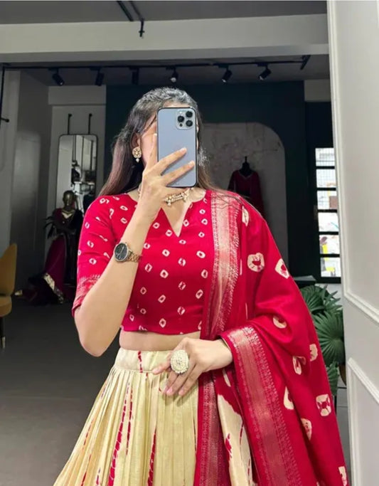 Foil print lehenga