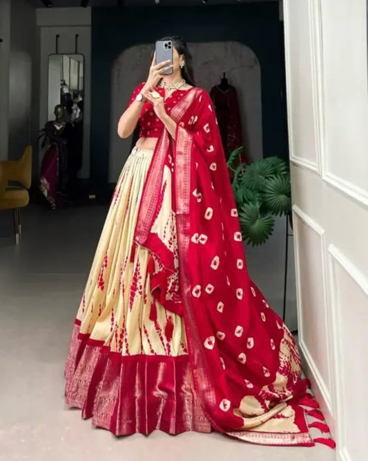 Foil print lehenga